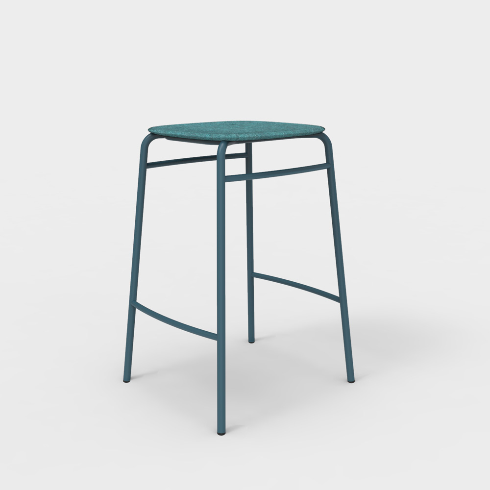 DeVorm_Twist_PET_Felt_Counter_Stool_Turquoise_matala_baarituoli_01 - Edella De Vorm Twist PET Felt Counter Stool matala baarijakkara
