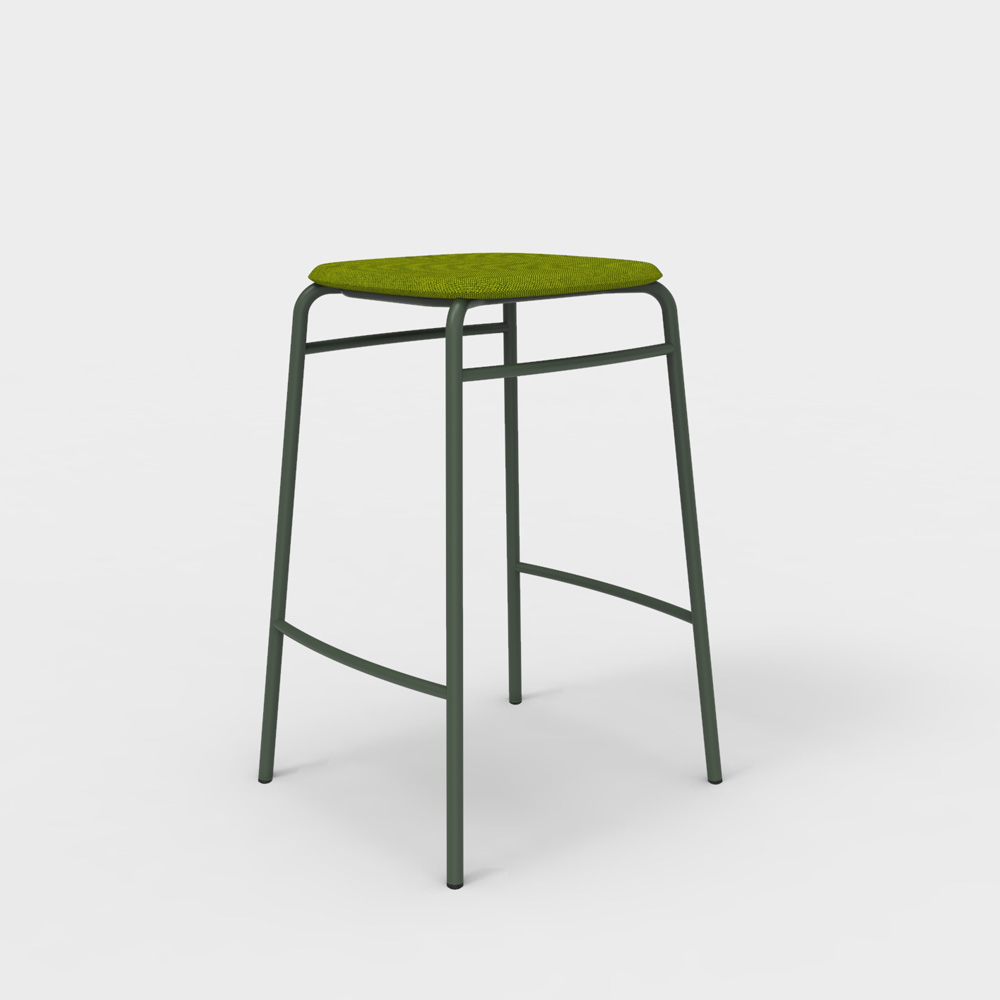 DeVorm_Twist_PET_Felt_Counter_Stool_Upholstery_Green_matala_baarituoli_01 - Edella De Vorm Twist PET Felt Counter Stool istuinverhoiltu matala baarijakkara