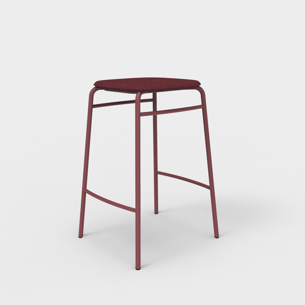 DeVorm_Twist_PET_Felt_Counter_Stool_Upholstery_Pink_matala_baarituoli_01 - Edella De Vorm Twist PET Felt Counter Stool istuinverhoiltu matala baarijakkara