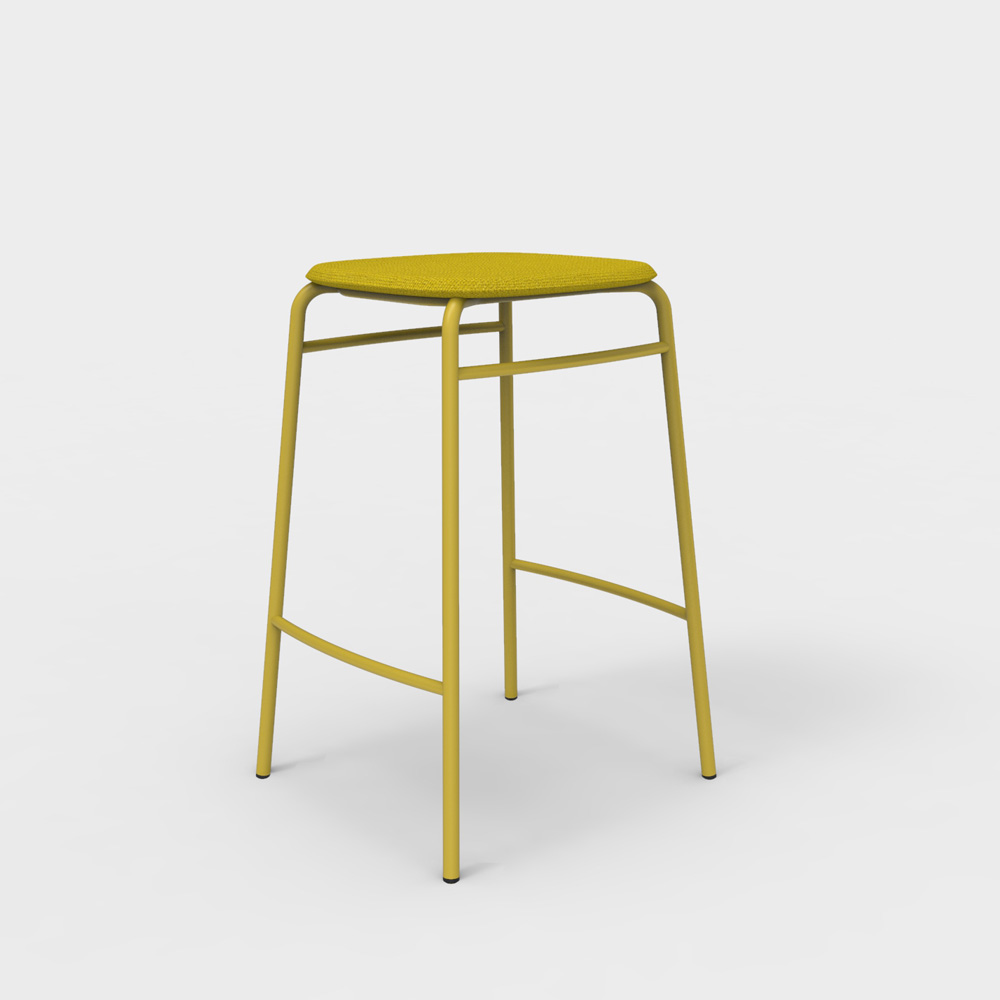 DeVorm_Twist_PET_Felt_Counter_Stool_Upholstery_Yellow_matala_baarituoli_01 - Edella De Vorm Twist PET Felt Counter Stool istuinverhoiltu matala baarijakkara