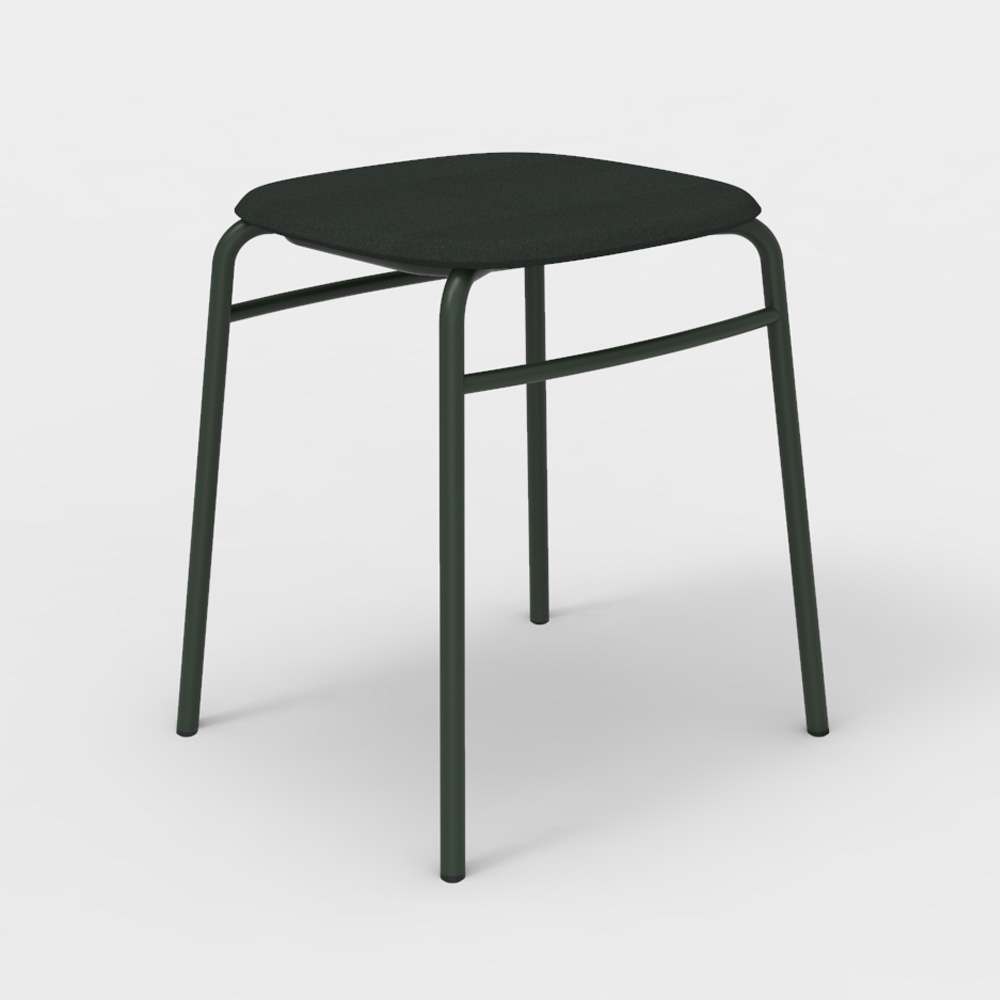 DeVorm_Twist_PET_Felt_Stack_Stool_Upholstery_Dark_green_matala_jakkara_pinottava_01 - Edella De Vorm Twist PET Felt Stack Stool istuinverhoiltu jakkara