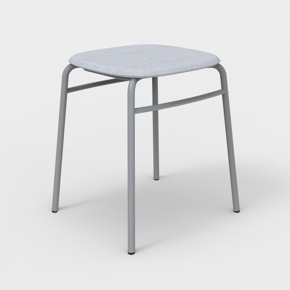 DeVorm_Twist_PET_Felt_Stack_Stool_Upholstery_Light_grey_matala_jakkara_pinottava_01 - Edella De Vorm Twist PET Felt Stack Stool istuinverhoiltu jakkara