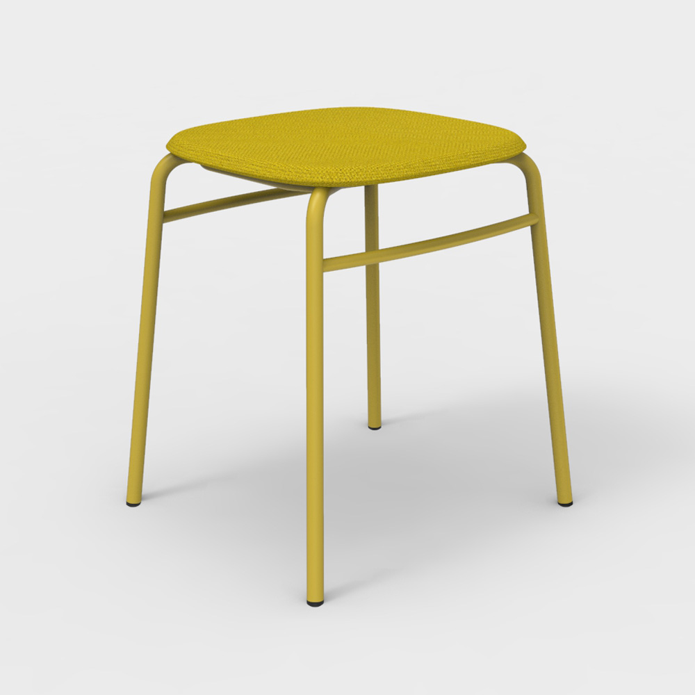 DeVorm_Twist_PET_Felt_Stack_Stool_Upholstery_Yellow_matala_jakkara_pinottava_01 - Edella De Vorm Twist PET Felt Stack Stool istuinverhoiltu jakkara