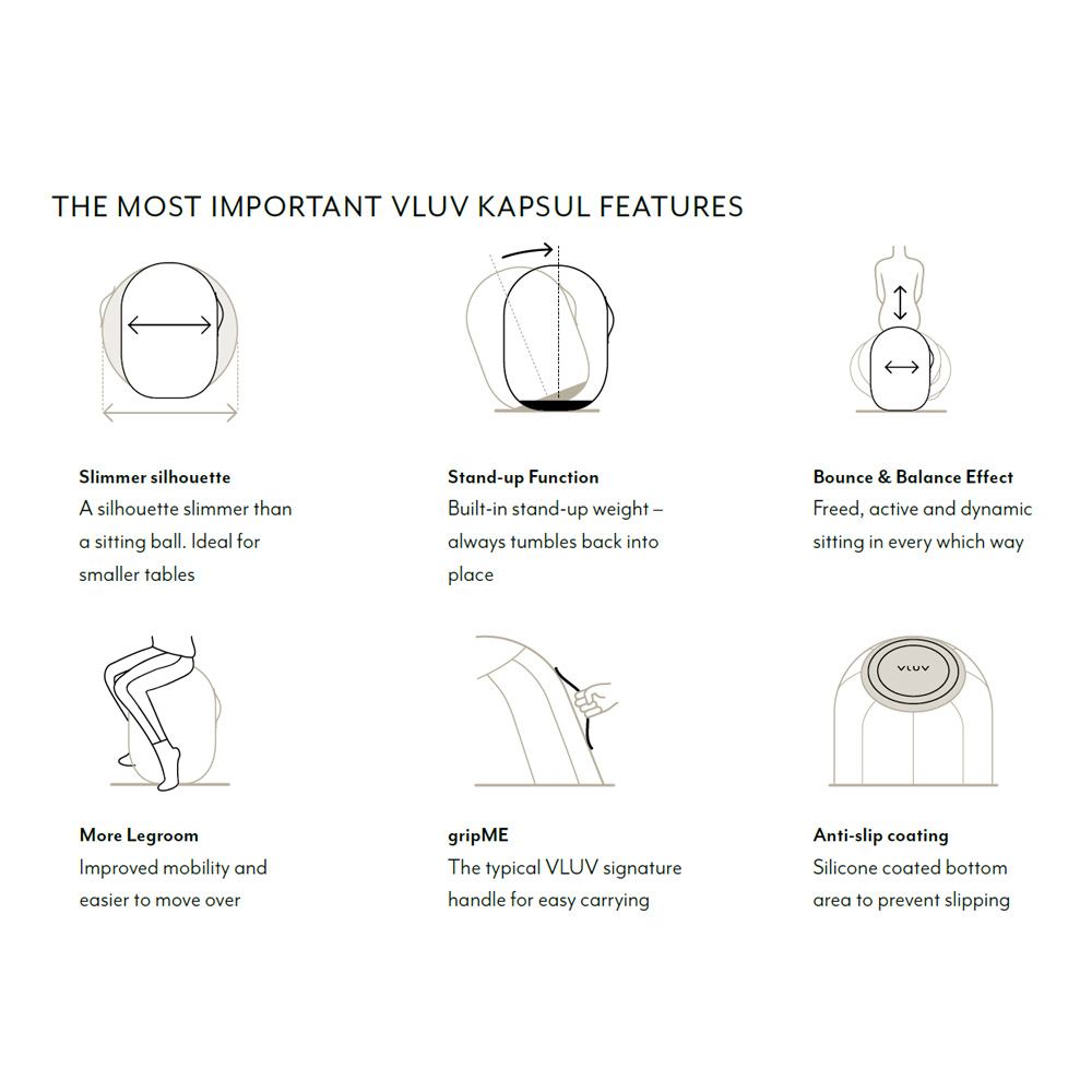 Vluv_Kapsul_Sova_verhoiltu_istumapallo_toimistopallo_aktiivituoli_ominaisuudet_01 - Edella Vluv Kapsul Stov tasapainoistuin