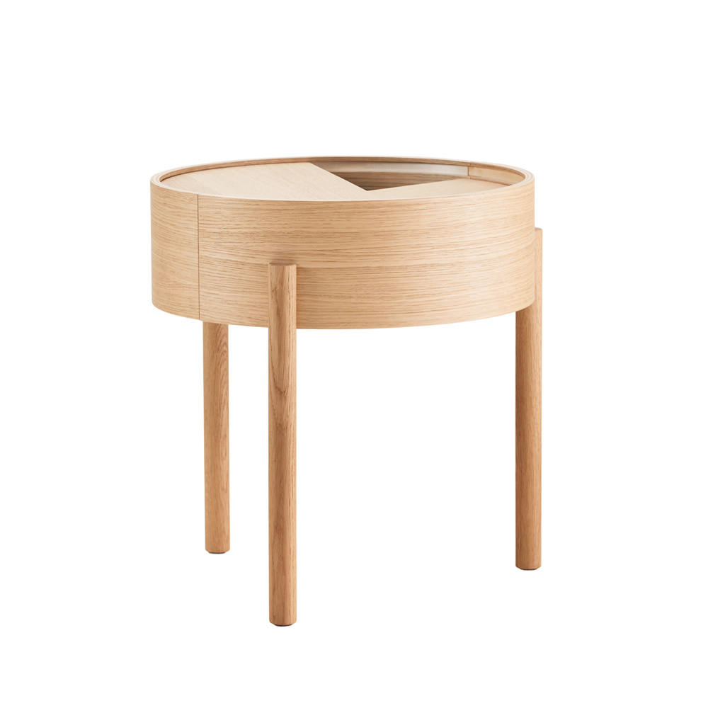 Woud_Arc_Side_Table_sohvapöytä_valkolakattu_tammi_01 - Edella Woud Arc Side Table Ø42 pyöreä sohvapöytä