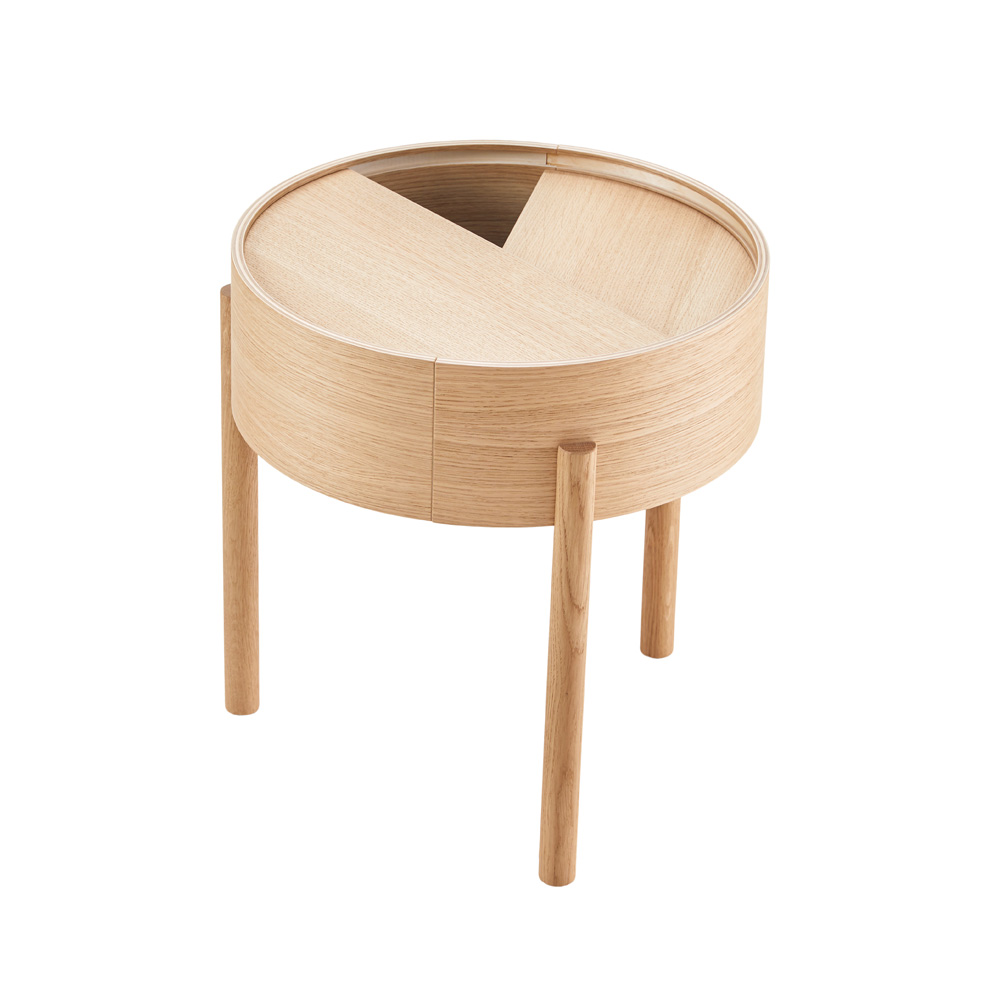 Woud_Arc_Side_Table_sohvapöytä_valkolakattu_tammi_02 - Edella Woud Arc Side Table Ø42 pyöreä sohvapöytä