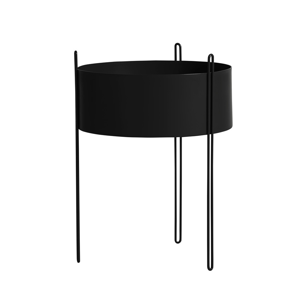 Woud_Pidestal_planter_large_black_kukkaruukku_kasviastia_sivupöytä_01 - Edella Woud Pidestall Planter Large ruukku /sivupöytä