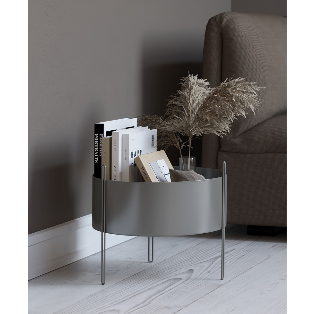 Woud_Pidestal_planter_medium_taupe_kukkaruukku_kasviastia_sivupöytä_02 - Edella Woud Pidestall Planter Medium ruukku /sivupöytä