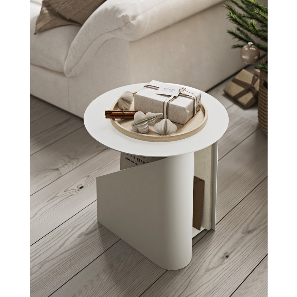 Woud_Sentrum_sivupöytä_sohvapöytä_Warm_grey_harmaa_02 - Edella Woud Sentrum Side Table pyöreä sohvapöytä