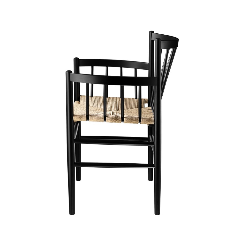 FDB_Möbler_J81_Beech_black_painted_pyökki_ravintolatuoli_puutuoli_käsinojat_03 - Edella FDB Møbler J81 tuoli maalattu pyökki