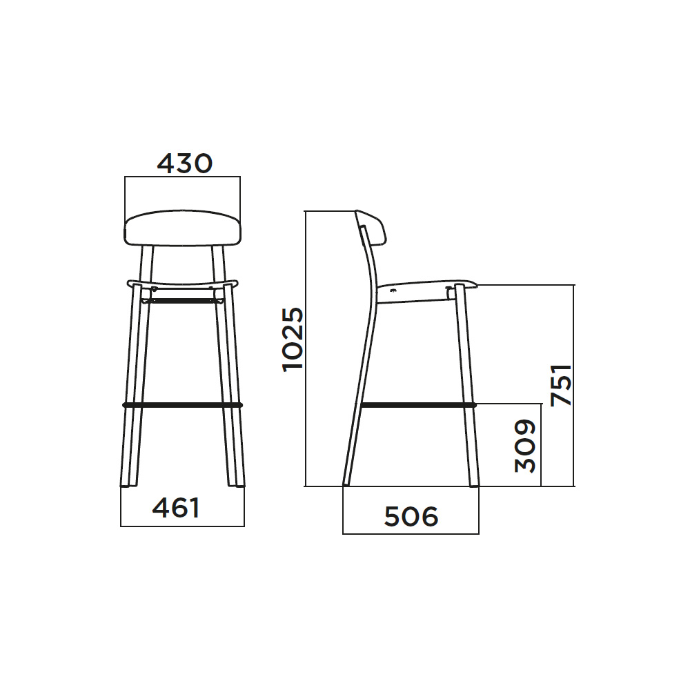 Infiniti_Feluca_Pop_Bar_Stool_Baarituoli_metallijalat_06 - Edella Infiniti Feluca Bar Stool korkea baarituoli