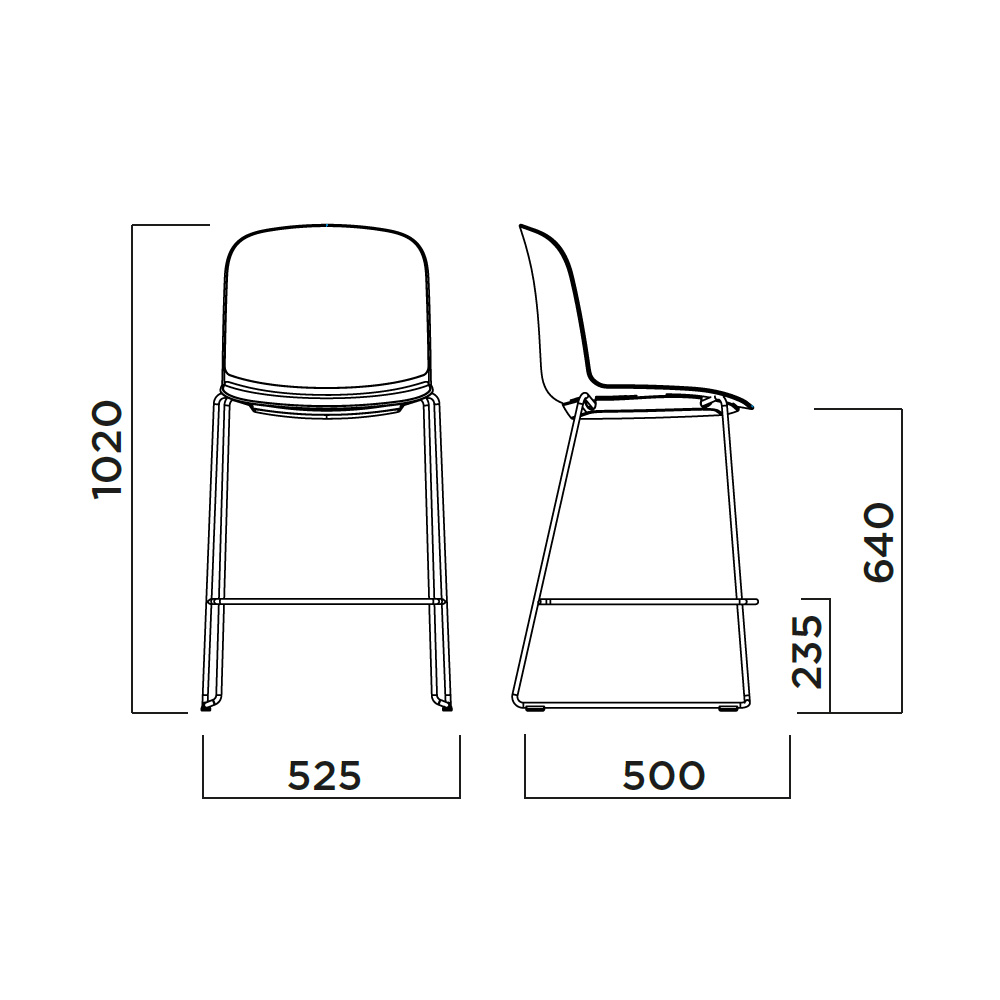 Infiniti Relief Sled Kitchen Stool matala baarituoli