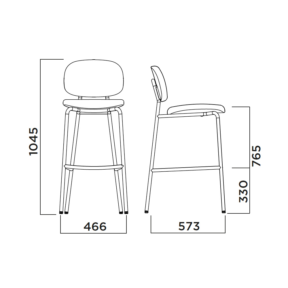 Infiniti_Tondina_Fat_Bar_Stool_Baarituoli_verhoiltu_putkijalat_07 - Edella Infiniti Tondina Fat Bar Stool korkea baarituoli