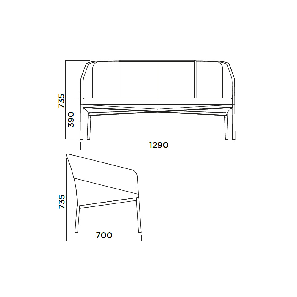 Infiniti_Demoiselle_2-hengen_sohva_mitat_01 - Edella Infiniti Demoiselle Sofa sohva