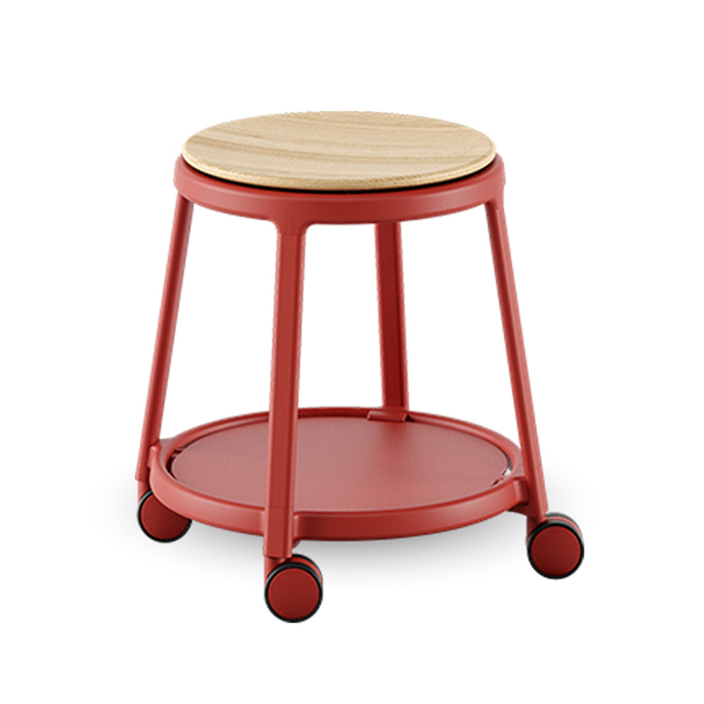Infiniti_Round&Roll_jakkara_pyörillä_koulutuoli_02 - Edella Infiniti Round&Roll Stool Wooden Seat Fixed jakkara