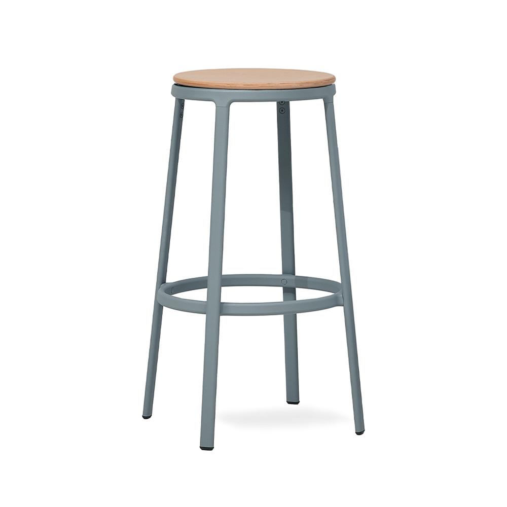 Infiniti Round&Round Bar Stool Wooden Seat Fixed korkea baarijakkara