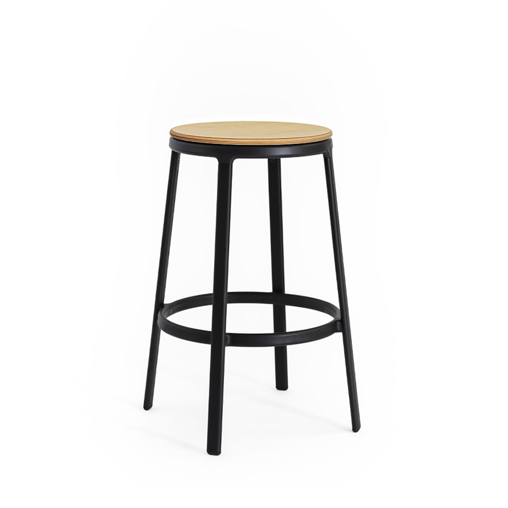 Infiniti Round&Round Kitchen Stool Wooden Seat Fixed matala baarijakkara
