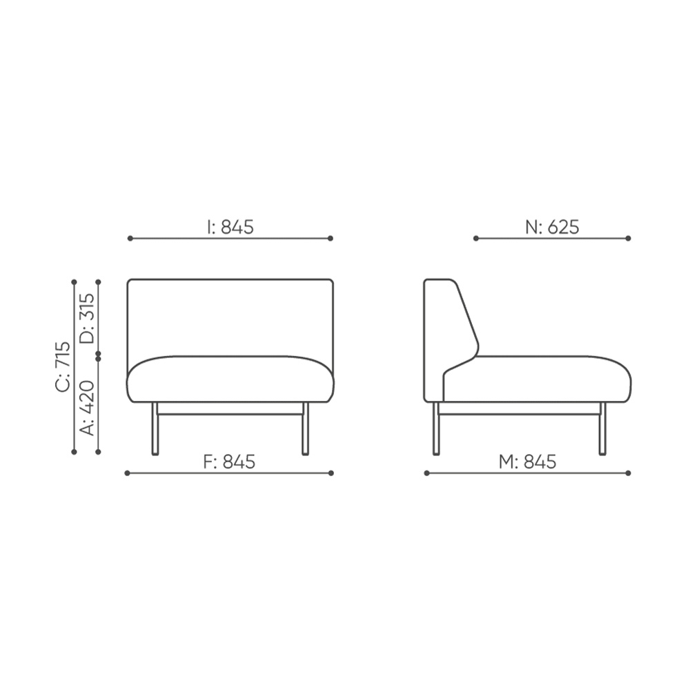 Bejot_Fora_FR401_sohvamoduuli_nojatuoli_loungetuoli_putkijalat_10 - Edella Bejot Fora FR401 1-hengen sohvamoduuli