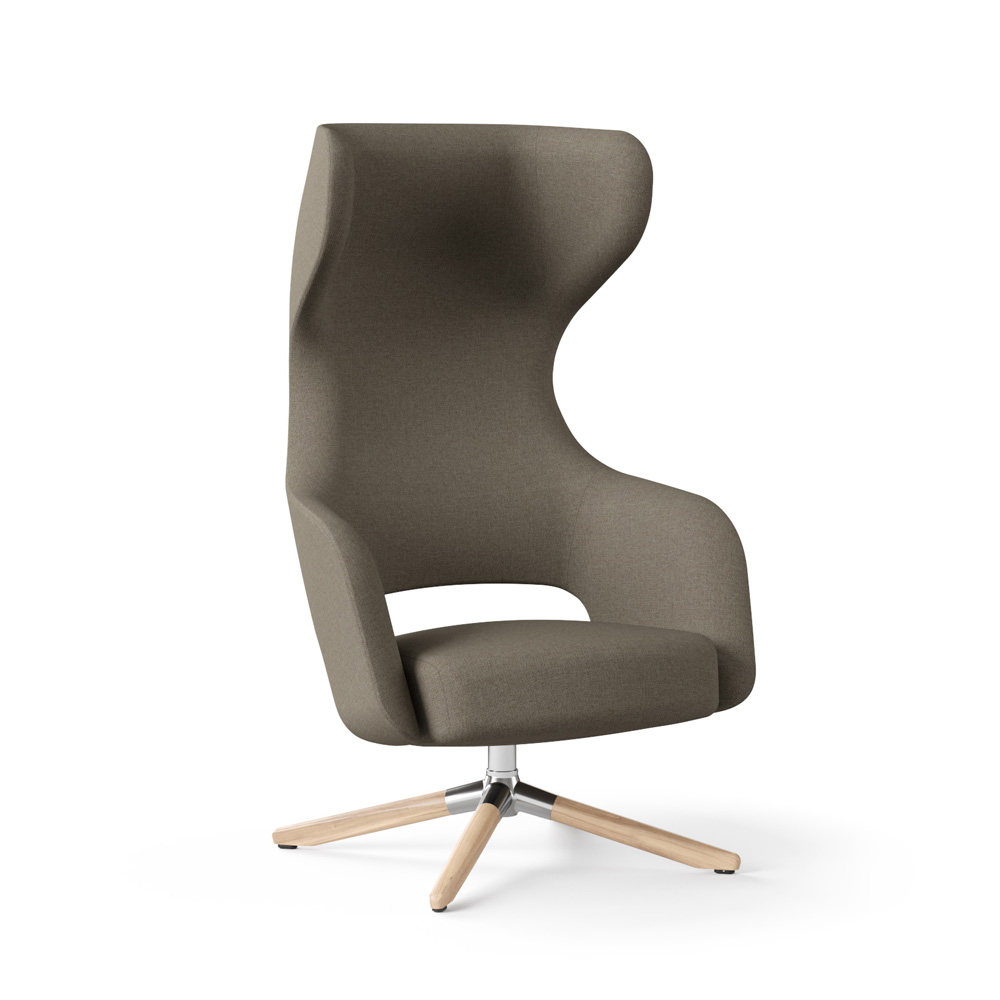 Narbutas Sandie High-Back Lounge Swivel Wood nojatuoli