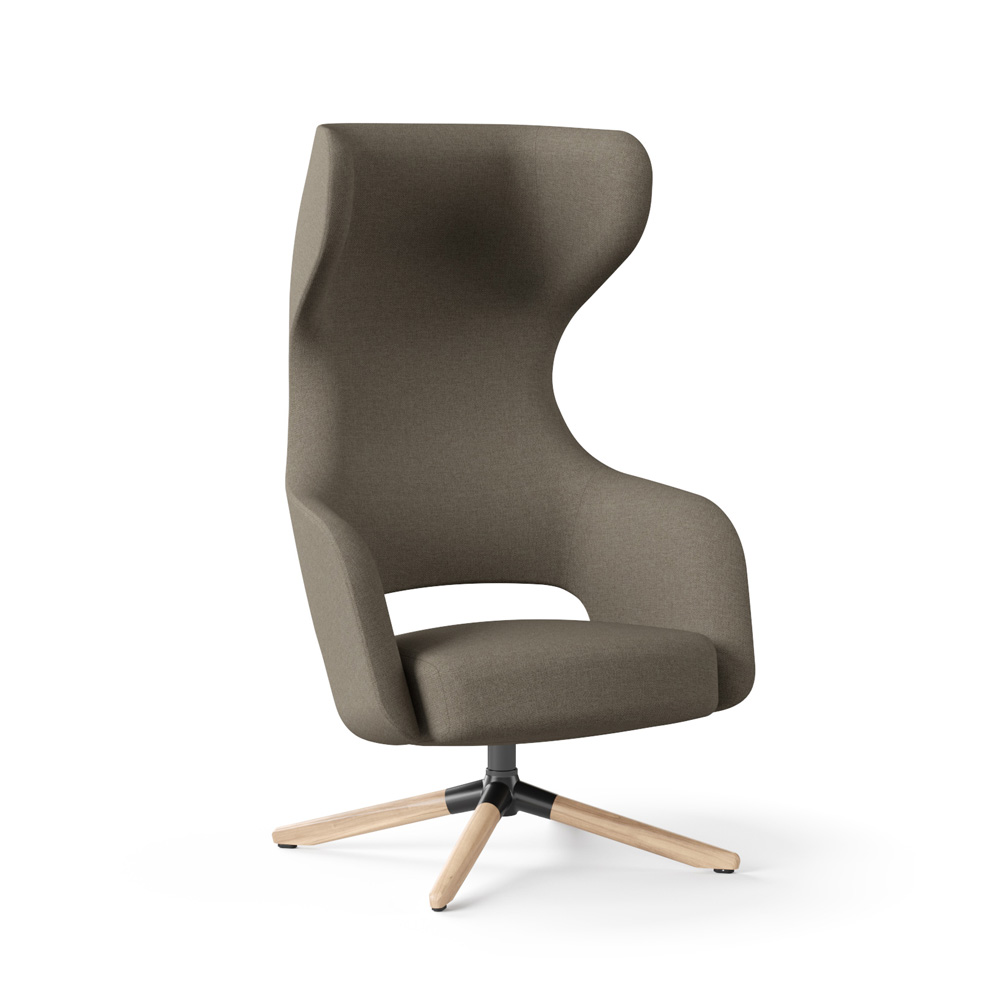 Narbutas Sandie High-Back Lounge Swivel Wood nojatuoli