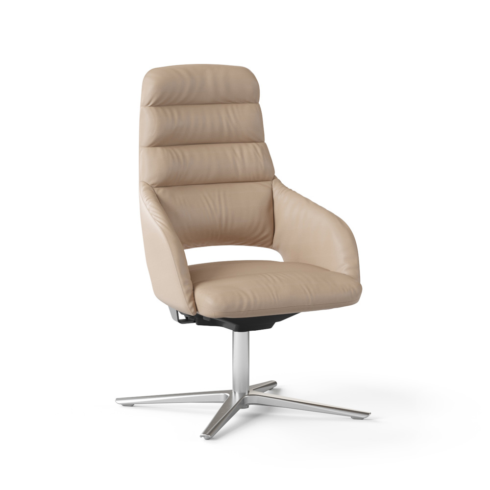 Narbutas_Sandie_medium_neuvottelutuoli_ristikkojalka_ilman_pyöriä_pehmustettu_01 - Edella Narbutas Sandie Medium Swivel P neuvottelutuoli
