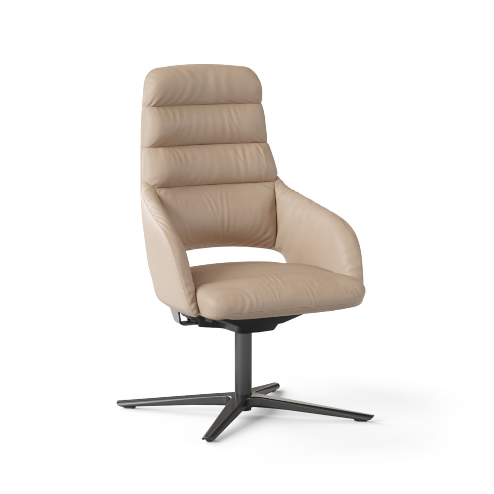 Narbutas_Sandie_medium_neuvottelutuoli_ristikkojalka_ilman_pyöriä_pehmustettu_02 - Edella Narbutas Sandie Medium Swivel P neuvottelutuoli