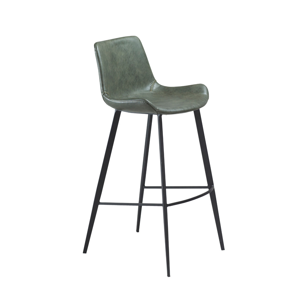 Danform_HYPE-BAR-STOOL_baarituoli_-vintage_green_art_leather_w_black_metal_legs_01 - Edella Dan-Form Hype Bar Stool baarituoli korkea keinonahka