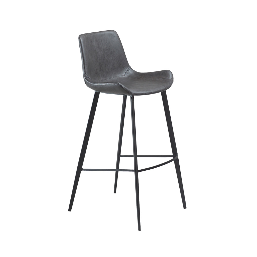 Danform_HYPE-BAR-STOOL_baarituoli_-vintage_grey_art_leather_w_black_metal_legs_01 - Edella Dan-Form Hype Bar Stool baarituoli korkea keinonahka