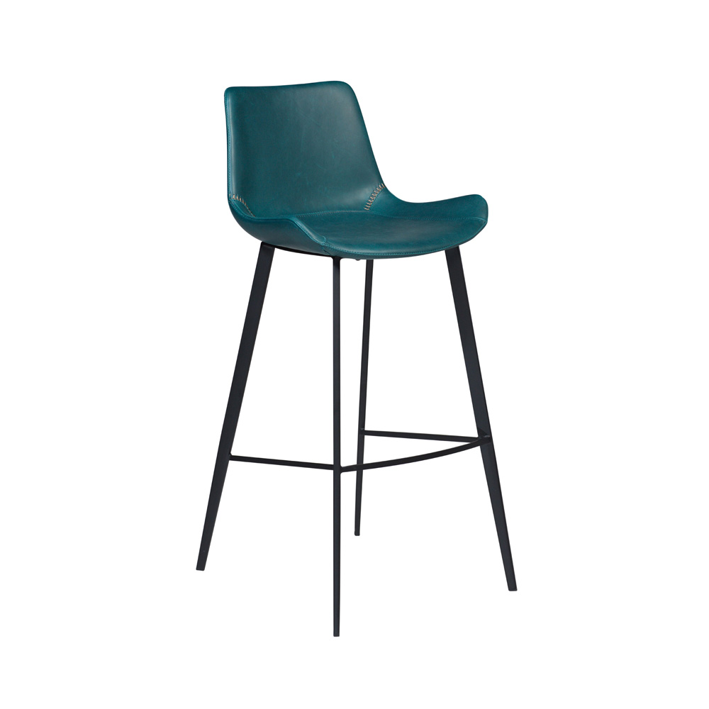 Danform_HYPE-BAR-STOOL_baarituoli_-vintage_petroleum_blue_art_leather_w_black_metal_legs_01 - Edella Dan-Form Hype Bar Stool baarituoli korkea keinonahka