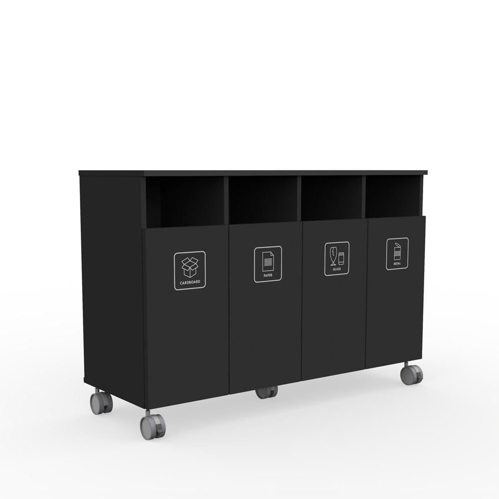Max_Medium_H4_Black_jätteiden_lajitteluvaunu_lajittelukaappi_01 - Edella Edella Max Medium M-H4 jätteiden lajittelukaappi (4x45 L)