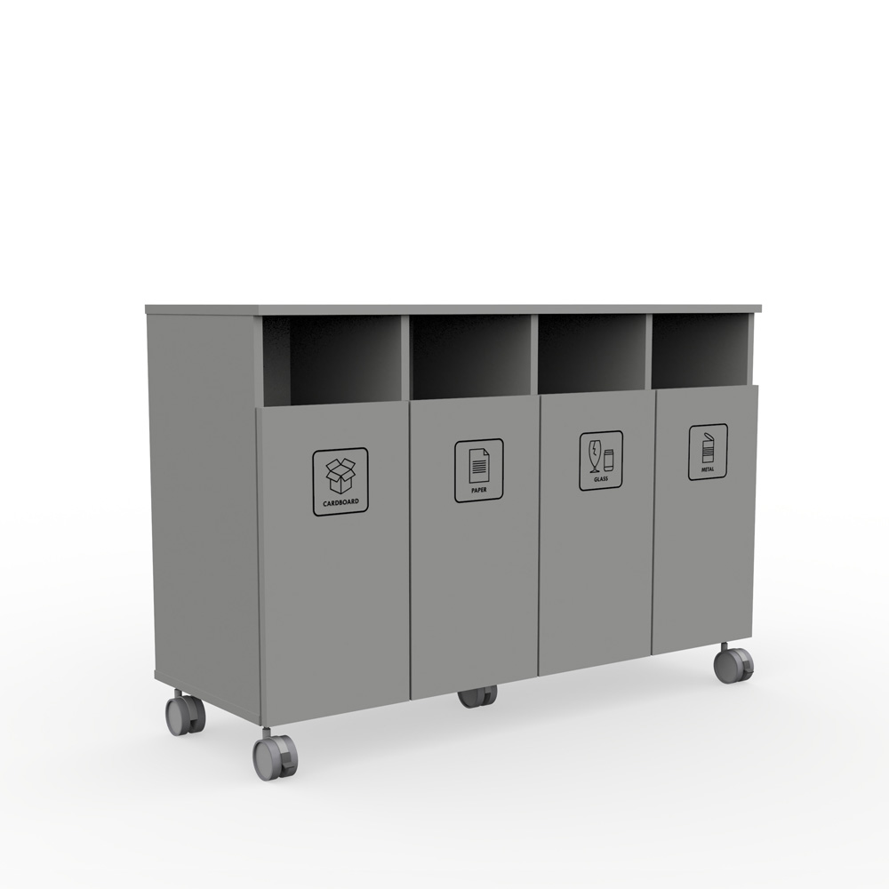 Max_Medium_H4_Chincilla_jätteiden_lajitteluvaunu_lajittelukaappi_01 - Edella Edella Max Medium M-H4 jätteiden lajittelukaappi (4x45 L)