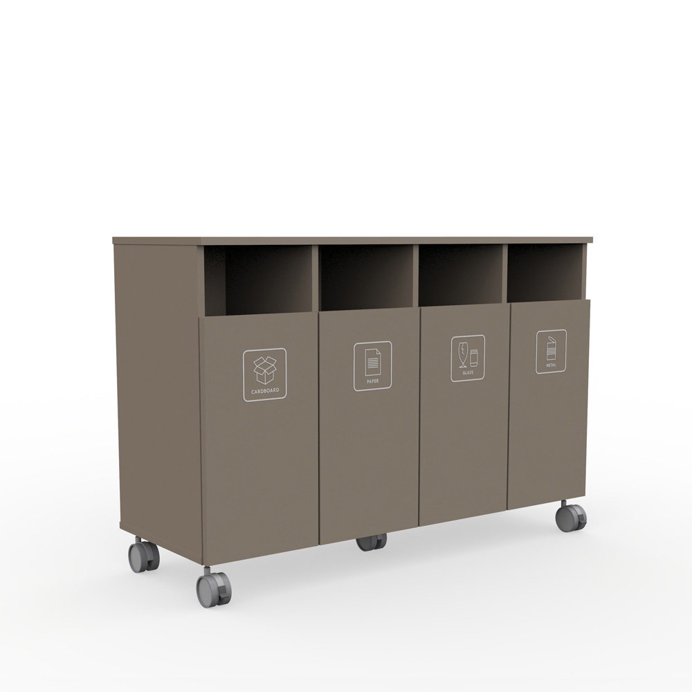 Max_Medium_H4_Clay_grey_jätteiden_lajitteluvaunu_lajittelukaappi_01 - Edella Edella Max Medium M-H4 jätteiden lajittelukaappi (4x45 L)