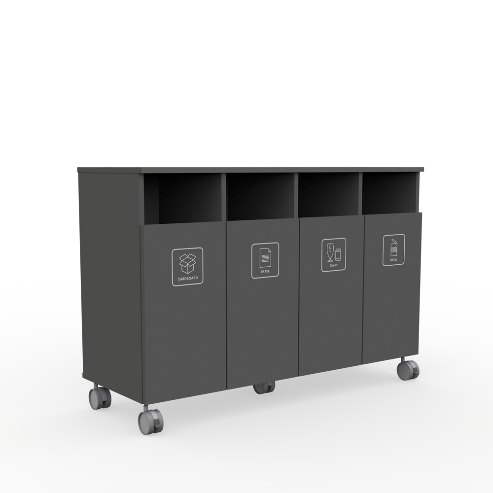 Max_Medium_H4_Graphite_grey_jätteiden_lajitteluvaunu_lajittelukaappi_01 - Edella Edella Max Medium M-H4 jätteiden lajittelukaappi (4x45 L)