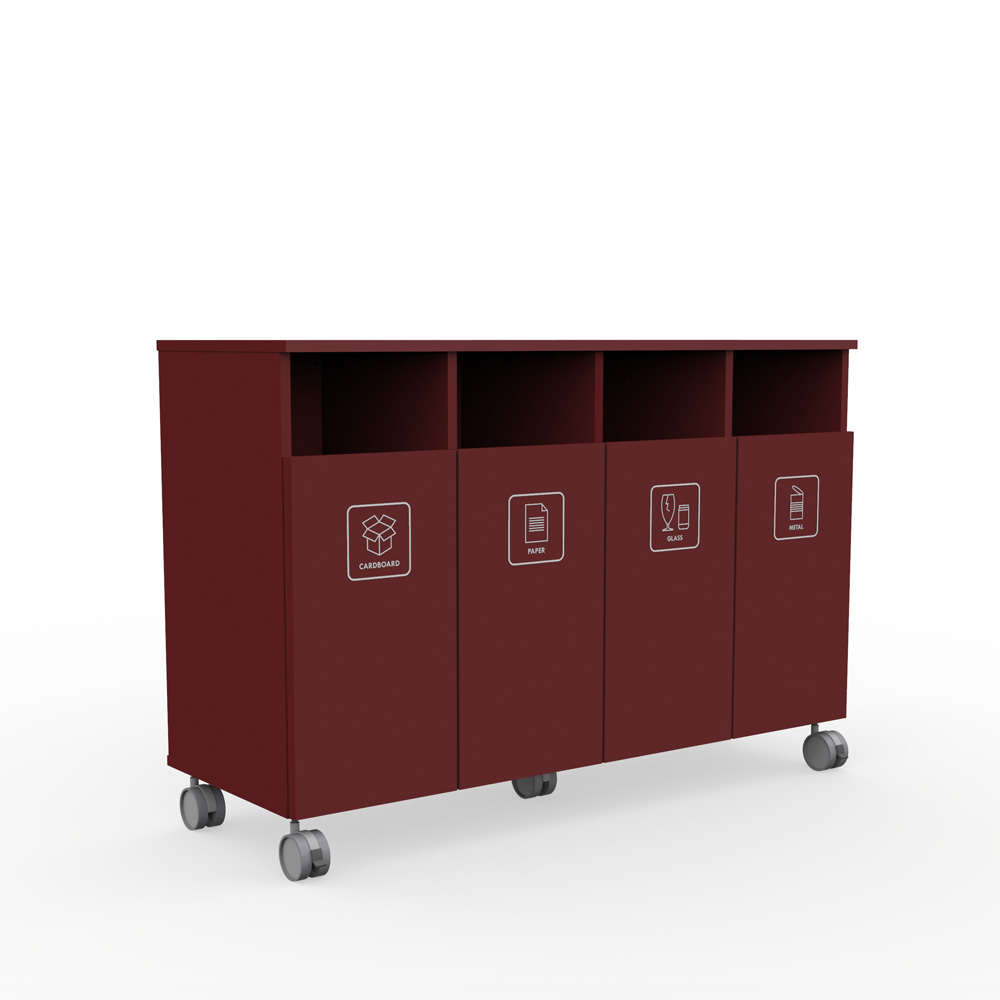 Max_Medium_H4_Oxide_red_jätteiden_lajitteluvaunu_lajittelukaappi_01 - Edella Edella Max Medium M-H4 jätteiden lajittelukaappi (4x45 L)