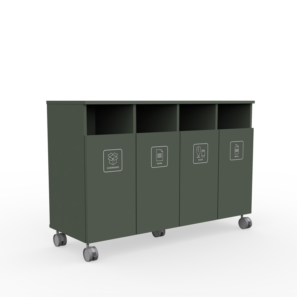 Max_Medium_H4_Smoke_green_jätteiden_lajitteluvaunu_lajittelukaappi_01 - Edella Edella Max Medium M-H4 jätteiden lajittelukaappi (4x45 L)